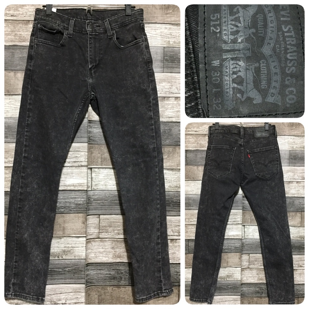 Levi’s 512 Slim Taper Jeans Men’s 30x32 Gray Black Stretch Denim